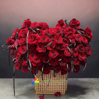 Baskett of lovely red roses