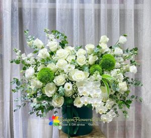 Beautiful flower basket in natural colors