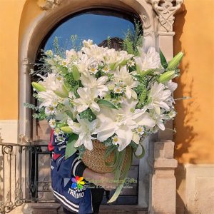 Beautiful lily flower baskets in Saigon