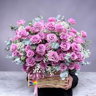 Beautiful purple rose basket in Saigon