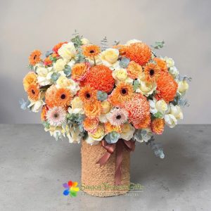 Orange flower basket for birthday
