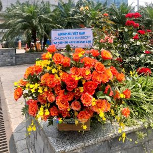 Orange flower basket for the anniversary