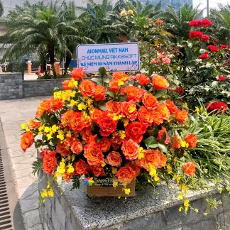 Delivery Orange flower basket for the anniversary in saigon city