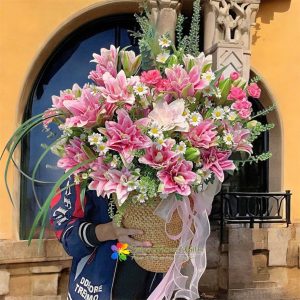 Order a basket of pink lilies online