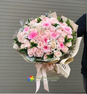 Pink rose bouquet for birthday free delivery