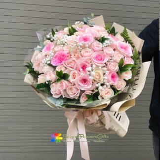 Pink rose bouquet for birthday free delivery