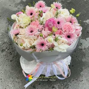 Pink rose bouquet for birthday in Saigon