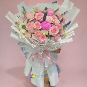 Pink rose bouquet free delivery in vietnam