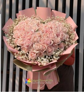 Pink rose with love flower