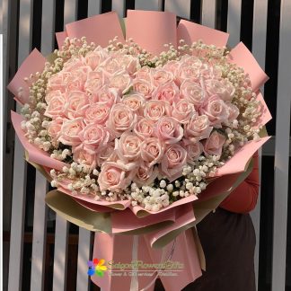 pink rose with love flower