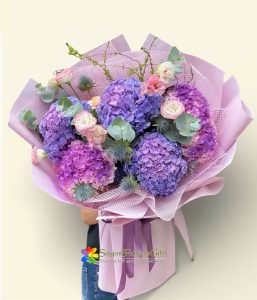 Beautiful bouquet of purple hydrangeas