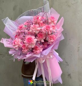 send pink roses bouquet to saigon