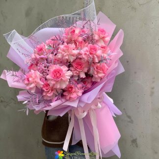 send pink roses bouquet to saigon