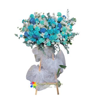 Beautiful blue flowers for the grand opening