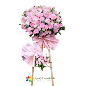 Beautiful pink flowers for congratulating a grand opening
